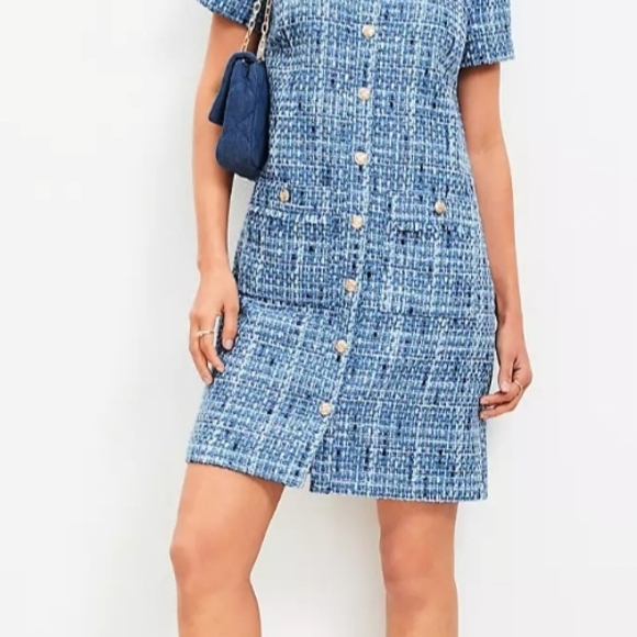 LOFT Dresses & Skirts - LOFT Blue Tweed Mini Dress